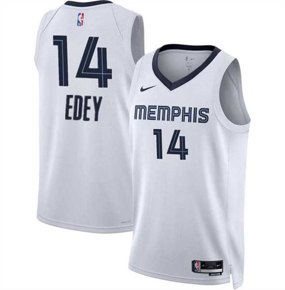 Mens Memphis Grizzlies #14 Zach Edey White 2024 Draft Association Edition Stitched Jersey Dzhi->memphis grizzlies->NBA Jersey